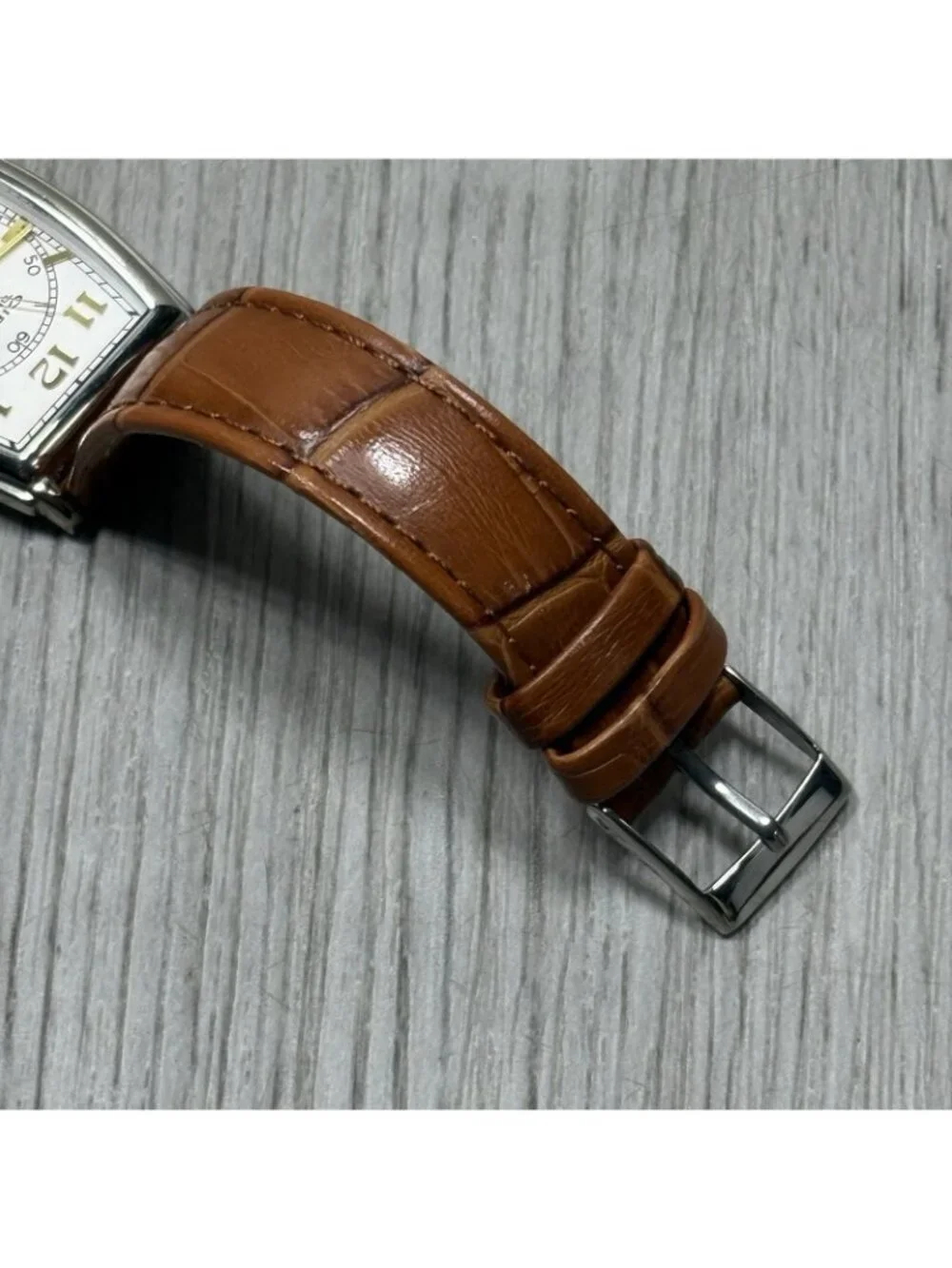 Circa Timepiece CT112T Brown Leather Analog White Dial Quartz Watch Need Battery